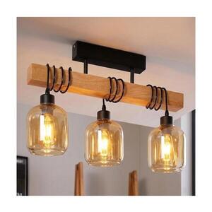 Imagine BRILAGI - Lustră aplicată WOOD GLASS 3xE27/60W/230V pin/negru/maro fumuriu