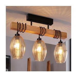 Imagine BRILAGI - Lustră aplicată WOOD GLASS 3xE27/60W/230V pin/negru/bej fumuriu