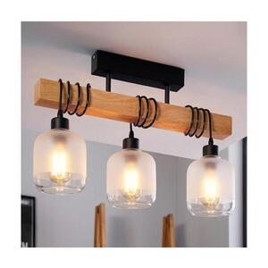 Imagine BRILAGI - Lustră aplicată WOOD GLASS 3xE27/60W/230V pin/negru/alb