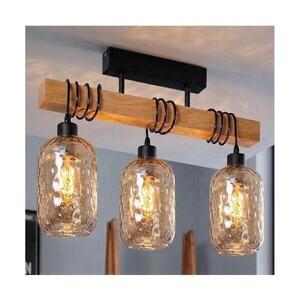 Imagine BRILAGI - Lustră aplicată WOOD GLASS 3xE27/60W/230V pin/negru/maro fumuriu