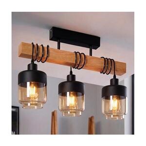 Imagine BRILAGI - Lustru aplicat WOOD GLASS 3xE27/60W/230V pin/negru/maro fumuriu
