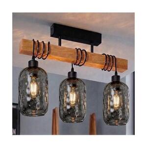 Imagine BRILAGI - Lustru aplicat WOOD GLASS 3xE27/60W/230V pin/negru/gri fumuriu
