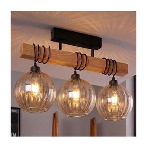 Imagine BRILAGI - Lustră aplicată WOOD GLASS 3xE27/60W/230V pin/negru/maro fumuriu