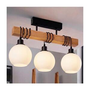 Imagine BRILAGI - Candelabru montat pe tavan WOOD GLASS 3xE27/60W/230V pin/negru/alb