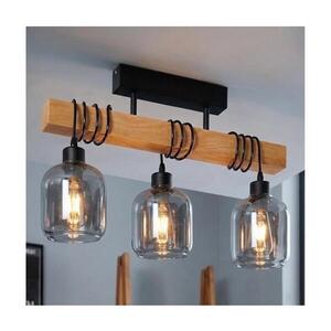 Imagine BRILAGI - Lustră aplicată WOOD GLASS 3xE27/60W/230V pin/negru/gri fumuriu