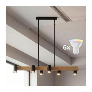 Imagine BRILAGI - Candelabru LED RGBW reglabil, suspendat pe cablu SELE 6xGU10/6, 5W/230V negru/stejar