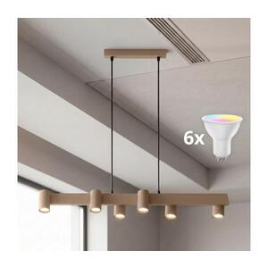 Imagine BRILAGI - Lustru LED RGBW reglabil pe cablu SELE 6xGU10/6, 5W/230V bej