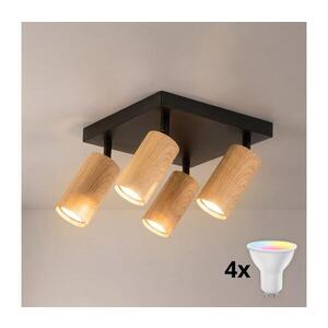 Imagine BRILAGI - Spot LED RGBW reglabil SELE SQUARE 4xGU10/6, 5W/230V negru/stejar
