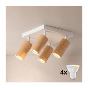 Imagine BRILAGI - Spot LED RGBW dimmabil SELE SQUARE 4xGU10/6, 5W/230V alb/stejar