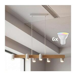 Imagine BRILAGI - Lustră LED RGBW reglabilă pe cablu SELE 6xGU10/6, 5W/230V alb/stejar