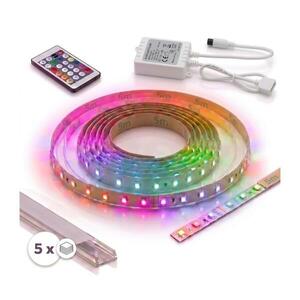 Imagine Set 1x bandă LED digitală RGBW, 16, 5W/230V, 5 m + 5x profil încastrat de 1 m + telecomandă