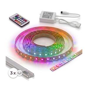 Imagine SET 1x bandă LED RGBW DIGITALĂ LED/9, 6W/230V 3 m + 3x profil pentru încastrare 1 m + telecomandă