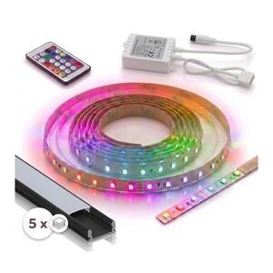Imagine SET 1x bandă LED RGBW DIGITAL LED/16, 5W/230V, 5 m + 5x profil încastrat de 1 m + telecomandă