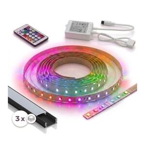 Imagine Set 1x bandă LED RGBW DIGITAL LED/9, 6W/230V 3 m + 3x profil încastrat 1 m + telecomandă