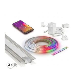 Imagine Set 1x bandă LED RGBW (alb și color) 20W/230V, 2 m + 2x profil încastrat 1 m