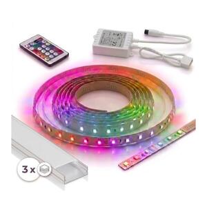 Imagine Set 1x bandă LED RGBW DIGITAL LED/9, 6W/230V 3 m + 3x profil încastrat 1 m + telecomandă