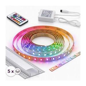 Imagine Set 1x bandă LED RGBW digitală, 16, 5W/230V, 5 m + 5x profil încastrat 1 m + telecomandă