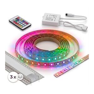 Imagine SET 1x bandă LED RGBW DIGITAL LED/9, 6W/230V 3 m + 3x profil încastrat 1 m + telecomandă