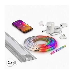 Imagine SET 1x bandă LED RGBW WHITE AND COLOR LED/20W/230V 2 m + 2x profil încastrat 1 m
