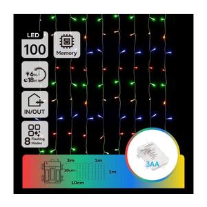 Imagine Instalație LED de Crăciun de exterior 100xLED/8 funcții 3xAA 4x1m IP44 multicolor