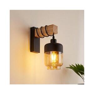 Imagine BRILAGI - Aplica de perete WOOD GLASS 1xE27/60W/230V pin/negru/maro fumuriu