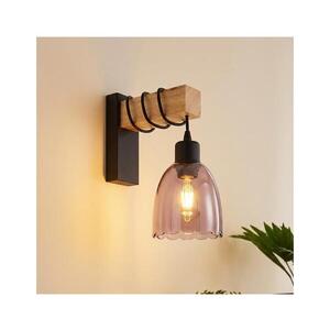 Imagine BRILAGI - Aplică de perete WOOD GLASS 1xE27/60W/230V pin/negru/bej fumuriu