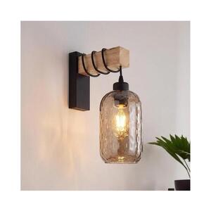 Imagine BRILAGI - Aplica de perete WOOD GLASS 1xE27/60W/230V pin/negru/maro fumuriu