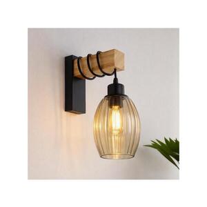 Imagine BRILAGI - Aplica de perete WOOD GLASS 1xE27/60W/230V pin/negru/bej fumuriu