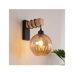 Imagine BRILAGI - Aplica de perete WOOD GLASS 1xE27/60W/230V pin/negru/maro fumuriu