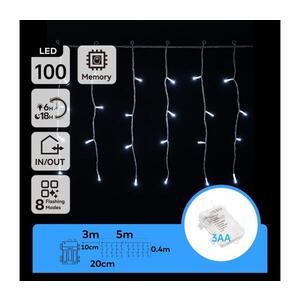 Imagine Instalație LED de Crăciun de exterior 100xLED/8 funcții 8x0, 4m IP44 alb rece