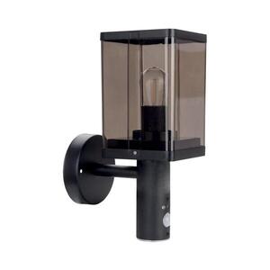 Imagine Lampă de perete pentru exterior cu senzor, soclu 1x E27, 60W, 230V, grad de protecție IP44, negru/maro fumuriu