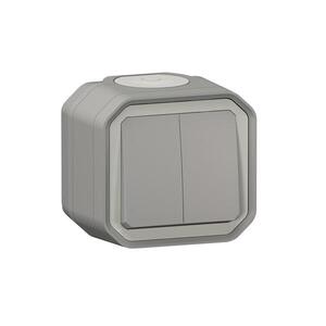 Imagine Legrand - Întrerupător dublu pentru scări nr. 6+6 PLEXO IP55 gri