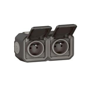 Imagine Legrand - Priză dublă de exterior 250V/16A PLEXO IP55 antracit