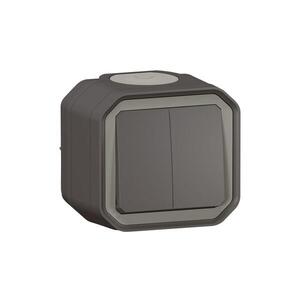 Imagine Legrand - Întrerupător dublu pentru scară nr. 6+6 PLEXO IP55 antracit