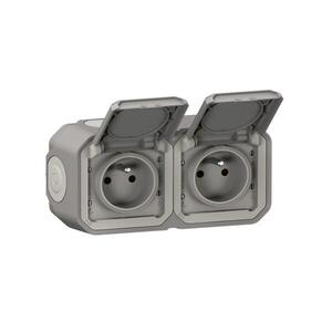 Imagine Legrand - Priză dublă de exterior 250V/16A PLEXO IP55 gri