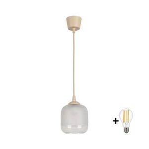 Imagine BRILAGI - Pendul LED pe cablu RETRO GLASS 1xE27/60W/230V Ø 14 cm bej/alb