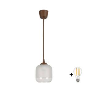 Imagine BRILAGI - Pendul LED pe cablu RETRO GLASS 1xE27/60W/230V Ø 14 cm maro/alb