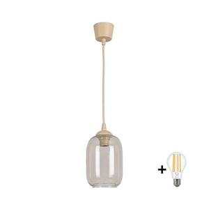 Imagine BRILAGI - Lustră LED pe cablu R GLASS 1xE27/60W/230V Ø 14 cm bej/gri fumuriu