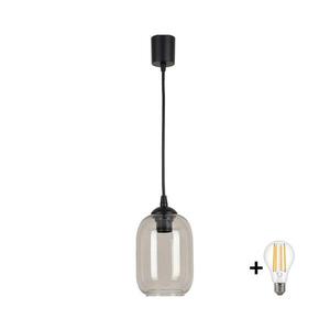 Imagine BRILAGI - Pendul LED pe cablu R GLASS 1xE27/60W/230V Ø 14 cm negru/gri fumuriu