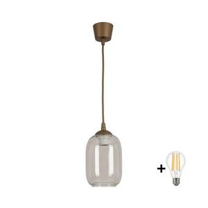Imagine BRILAGI - Lustră LED suspendată pe cablu R GLASS 1xE27/60W/230V Ø 14 cm maro/gri fumuriu