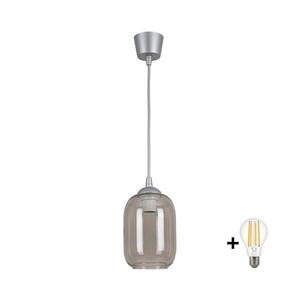 Imagine BRILAGI-LED Lustră suspendată pe cablu R GLASS 1xE27/60W/230V Ø 14 cm argintiu/gri fumuriu