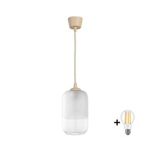 Imagine BRILAGI - Lustră LED pe cablu RETRO GLASS 1xE27/60W/230V, Ø 14 cm, bej/alb