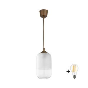 Imagine BRILAGI - Pendul LED pe cablu RETRO GLASS 1xE27/60W/230V diam. 14 cm maro/alb