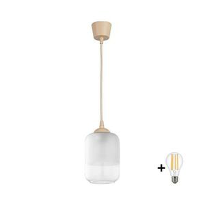 Imagine BRILAGI - Lustră LED pe cablu RETRO GLASS 1xE27/60W/230V Ø 14 cm bej/alb
