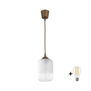 Imagine BRILAGI - Pendul LED suspendat pe cablu RETRO GLASS 1xE27/60W/230V Ø 14 cm maro/alb
