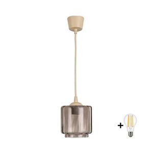 Imagine BRILAGI - Pendul LED pe cablu R GLASS 1xE27/60W/230V Ø 15 cm bej / bej fumuriu