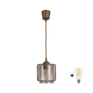 Imagine BRILAGI - Lustră LED suspendată pe cablu R GLASS 1xE27/60W/230V Ø 15 cm maro/bej fumuriu