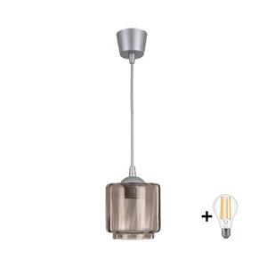 Imagine BRILAGI-LED Lustră suspendată pe cablu R GLASS 1xE27/60W/230V, Ø 15 cm, argintiu/bej fumuriu