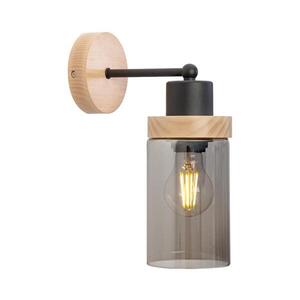 Imagine Lampă de perete WOODNEST 1xE27/15W/230V lemn de pin/negru fumuriu