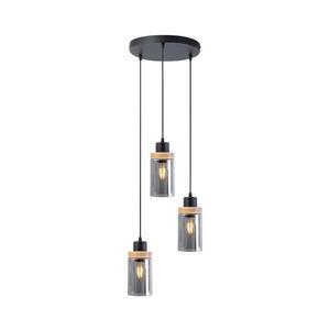 Imagine Lustră suspendată pe cablu WOODNEST 3xE27/15W/230V pin/negru fumuriu